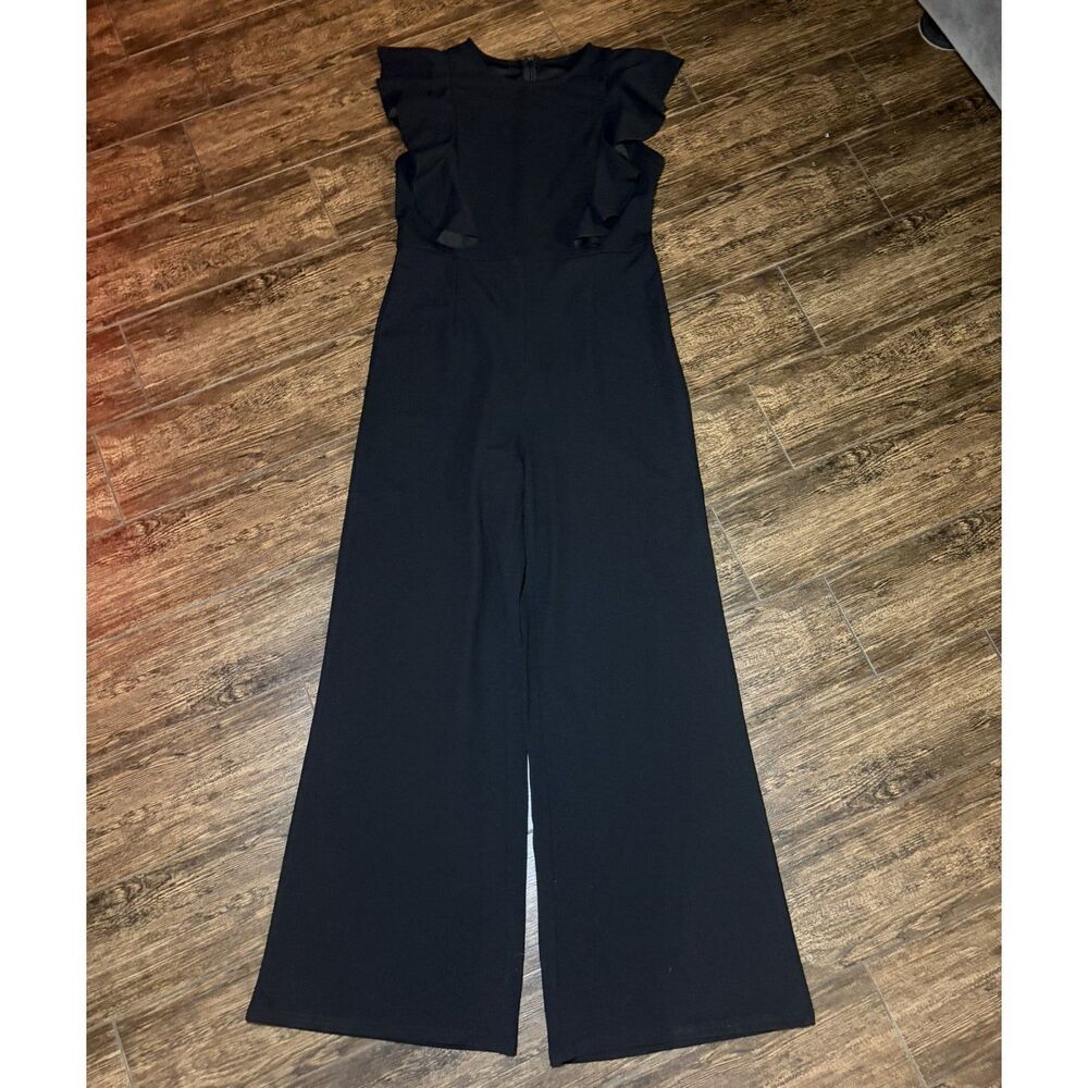 Ruffle-Sleeve Wide-Leg Jumpsuit